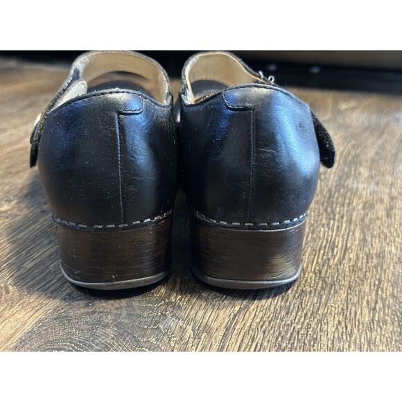 Dansko Z1963 Black Mary Janes Nubuck Beatrice Heeled Clogs Size EU 38 US 7.5-8 - Picture 7 of 10